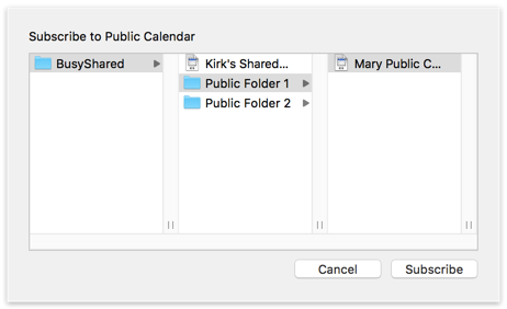 Public Calendars browser